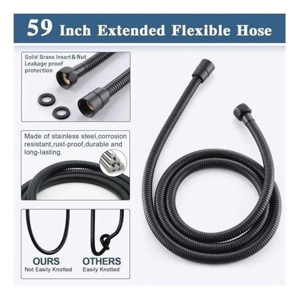 Matte Black Handheld Shower‎ Head Set with 24